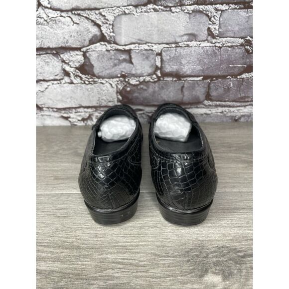 SAS Simplify Black Croc Patent Tripad Slip On Flats Shoes Women Sz 6.5M US/37EU - Picture 4 of 16